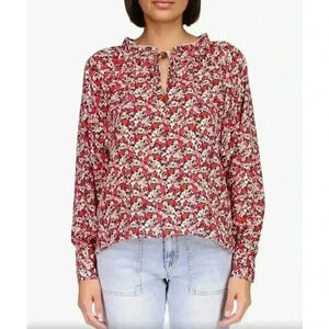 Sanctuary ditsy Floral Print Ruffle neck blouse Stitch Fix Sz 1XL office fairy
